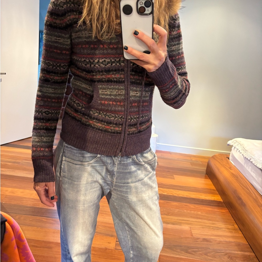 Bogner Zip Cardigan with matching toque, size 36 EU, S.